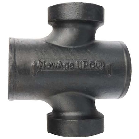 222016 - Sanitary Cross Sanitary Tap Cross, 1-1/2" x 2" Pipe, Female Socket, Cast Iron, 0 psi
