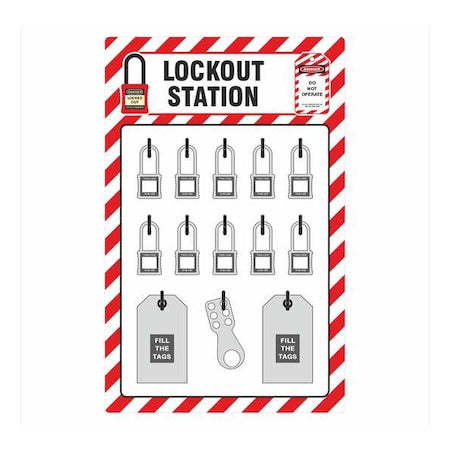 Zing 7801 - Lockout Tagout Shadow Board,15" W