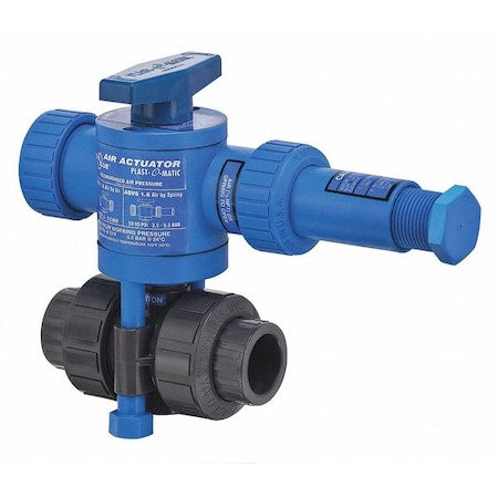 Plast-O-Matic ABVS050VT-PV - Air x Spring Ball Valve,PVC,1/2",Fkm,Npt