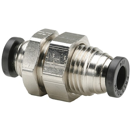 Parker 62PLPBH-2 - Push-to-Connect Bulkhead Union, Brass, Silver