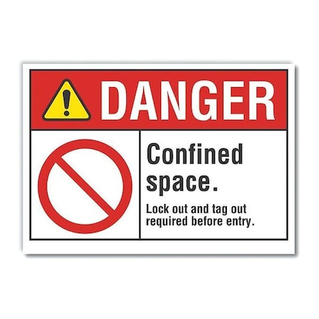 Lyle LCU4-0118-RD_14X10 - Confined Space Danger Reflective Label, 10 in H x 14 in W, Reflective Sheeting