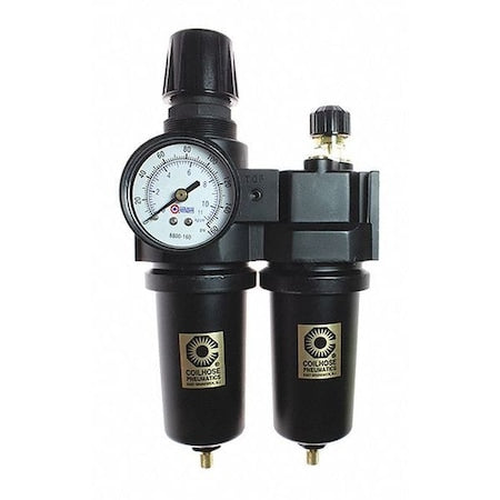 Coilhose Pneumatics 27FCL4-GHM - F/R/L Trio W/Gage Metal Bowl 0-200 PSI 1/2"