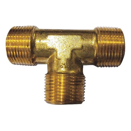 6AYV4 - Tee Brass Male Tee, 1/2 in Male NPT X 1/2 in Male NPT