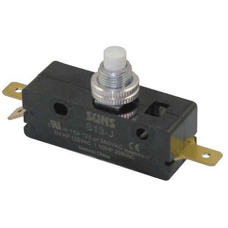 6A887 - Snap Action Switch, Panel Mount, Plunger Actuator, SPDT, 15 A at 240 V AC Contact Rating