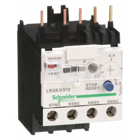 Schneider Electric LR2K0312 - Overload Relay, 1 NC/1 NO, 3.7 A Min current, 5.5 A Max current, 690 V AC
