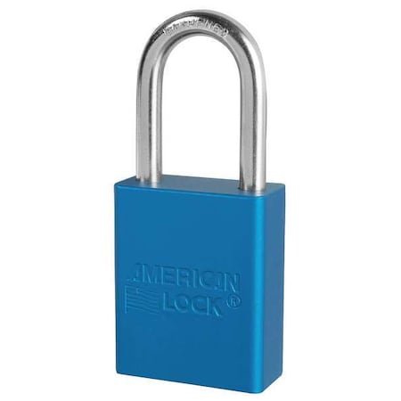 American Lock A1106KAS6BLU - Lockout Padlock, Keyed Alike, Aluminum, Blue, 1 1/2 in Shackle Height, 1 1/2 in Body Width, 6 PK