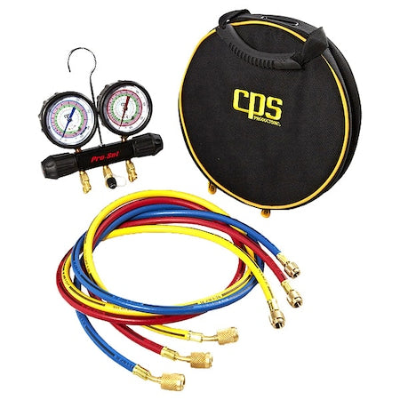 Pro-Set MT2H7P5A - Manifold Gauge Set,5 ft L,3 1/2 in Gauge