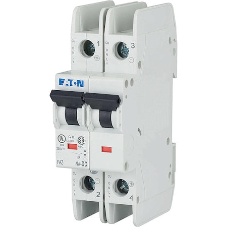 Eaton FAZ-C16/2-NA-DC - IEC Miniature Circuit Breaker, FAZ-NA Series, 16 A, 2 Pole, Not Rated, 10k A at 277/480 V AC, C Curve