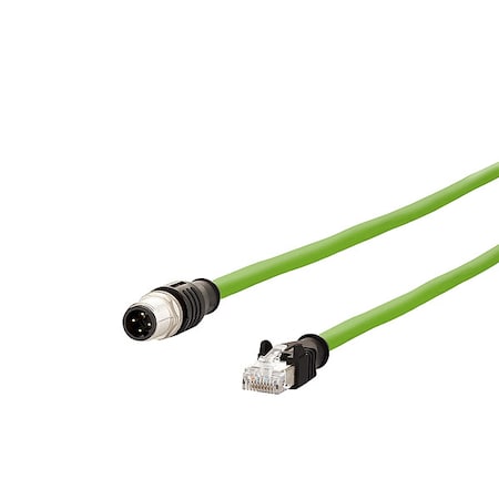Metz Connect 142M1D15100 - M12 Cable,Male,Green,10 m,100 Mbits