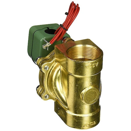Asco 8210B059 - Solenoid Valve, 2-Way, 2-Position, Normally Open, 1-1/2 in Pipe Size, 120 V AC, High Flow, Brass