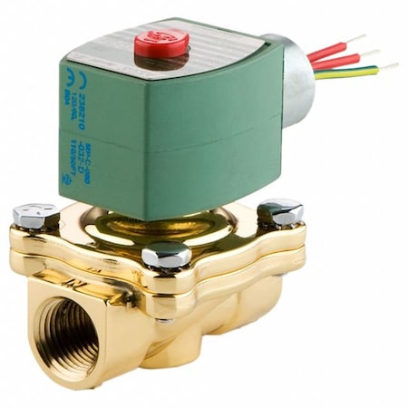 Asco 8210G001LF 24/DC - Solenoid Valve, 2-Way, 2-Position, Normally Closed, 3/8 in Pipe Size, 24 V DC, High Flow, Brass, NBR