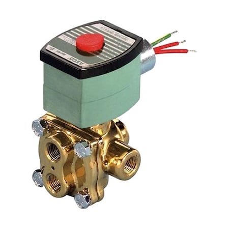 Asco 8342G501 - Solenoid Valve, 4-Way, 2-Position, 1/4 in Pipe Size, 120 V AC, NAMUR Mount, Direct Acting, Brass