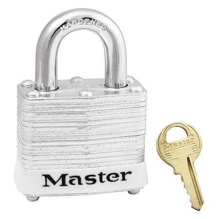 Master Lock 3KAWHT-0742 - Lockout Padlock, Keyed Alike, Steel, White, 3/4 in Shackle Height, 1 9/16 in Body Width