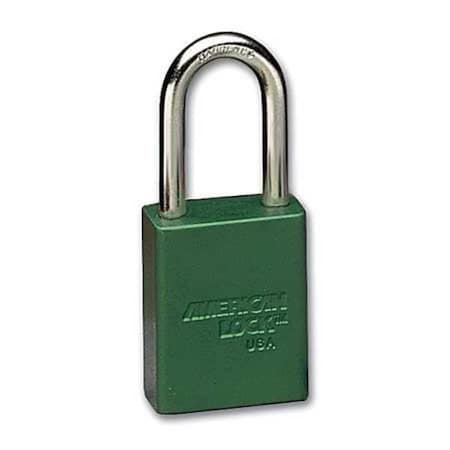 American Lock A1106KAGRN SETOF12 - Lockout Padlock, Keyed Alike, Aluminum, Green, 1 1/2 in Shackle Height, 1 1/2 in Body Width, 12 PK