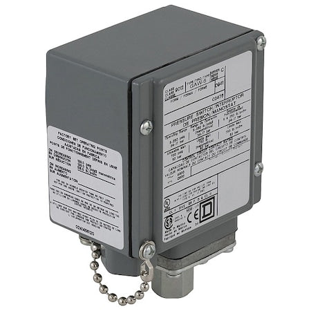Telemecanique Sensors 9012GDW6 - Pressure Switch, Standard, SPDT, 1 Ports, 1/4-18" FNPT, 5 to 250 psi Range, Aluminum