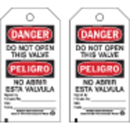 Brady 86523 - Danger Bilingual Tag, Lockout Tagout, Polyester, 5 3/4 in H x 3 in W, Black, Red, White, Rectangle