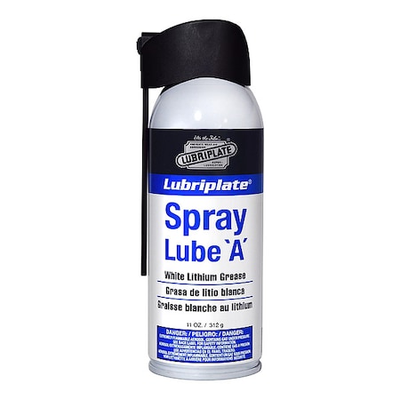 Lubriplate L0034-063 - Grease, 11 oz, Aerosol Spray Can, Mineral Base, 120 Degrees F Max Op Temp, White, Spray-Lube A Series