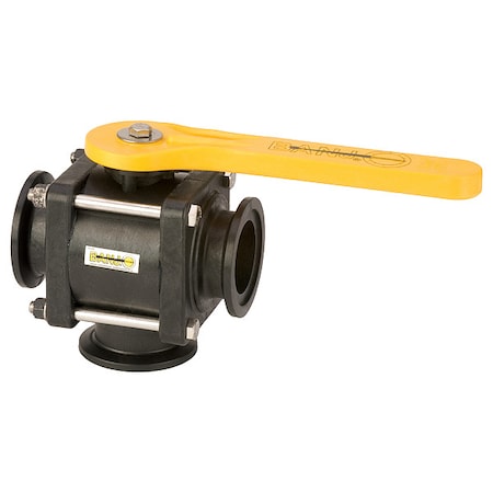 Banjo MV220BL - Manual 3-Way Ball Valve,2",Polypro