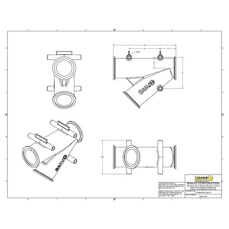 Banjo M300Y45 - PP,Wye,3in Flange,3in Flange