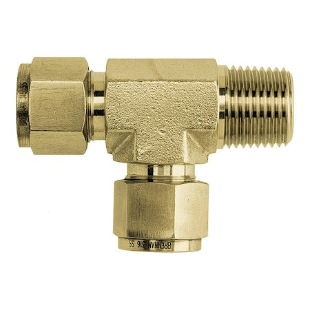 Brennan Industries N2605-04-04-04-B - Tee,Brass,Tube1/4",MNPT1/4",Tube1/4"