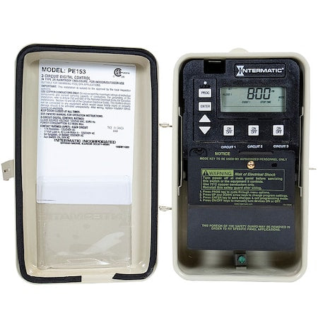 Intermatic PE153 - Digital Timer,24 hr.,3 SPST,120/240 V