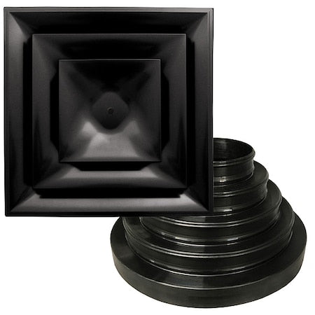 American Louver STR-C-BK-NRD - 6 to 14 in Square Step-Down Diffuser, Black