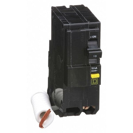 Square D QO215GFI - Miniature Circuit Breaker, QO Series, 15 A, 2 Pole, 120/240 V AC, 10k A at 120/240 V AC, A Curve
