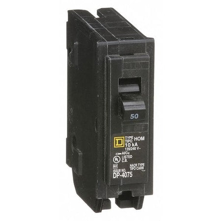 Square D HOM150 - Miniature Circuit Breaker, HOMELINE Series, 50 A, 1 Pole, 120 V AC, 10k A at 120 V AC