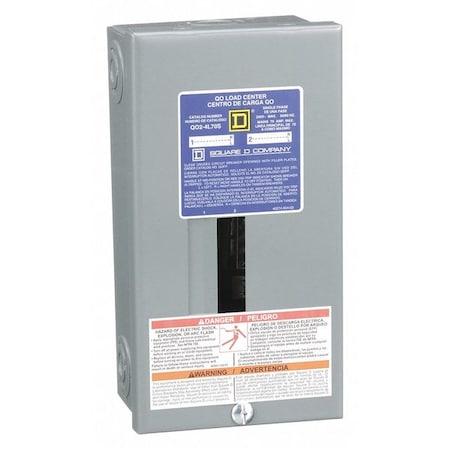 Square D QO24L70S - Load Center, 2 Spaces, 70 A Amps, 120/240 V AC