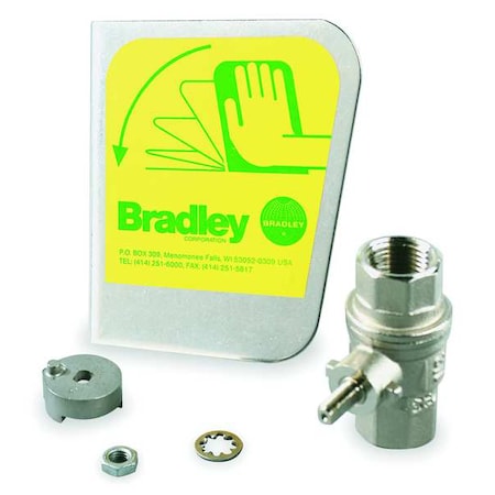 Bradley S30-070 - Ball Valve, Brass (Ball Valve), Stainless Steel (Eyewash Handle), Yellow, For Use With, Eyewash