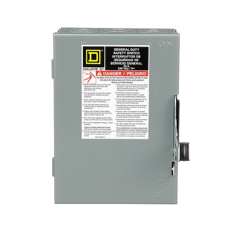 Square D D221N - Fusible, Safety Switch, General Duty, 240 V, 2 PST