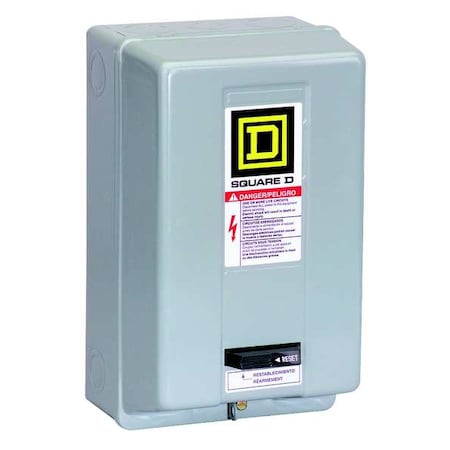 Square D 8536SBG2V08H30 - NEMA Magnetic Motor Starter, Non-Reversing, No Auxiliary Contacts, 208 V AC, 3 P, Screw Clamp