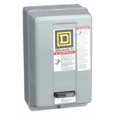 Square D 8536SCG3V02S - Magnetic Motor Starter, Non-Reversing, No Auxiliary Contacts, 120 V AC, 3 P, Screw Clamp