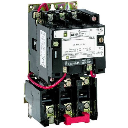 Square D 8536SAO12V08 - Magnetic Motor Starter, Non-Reversing, No Auxiliary Contacts, 208 V AC, 3 P, Screw Clamp
