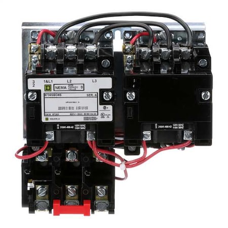Square D 8736SBO4V02S - Magnetic Motor Starter, Reversing, No Auxiliary Contacts, 120 V AC, 3 P, Screw Clamp