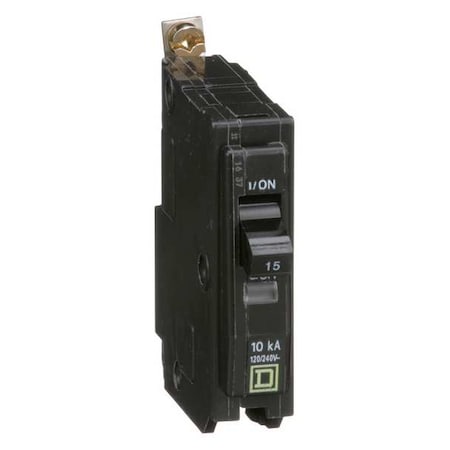 Square D QOB115 - Miniature Circuit Breaker, QO Series, 15 A, 1 Pole, 120/240 V AC, 10k A at 120/240 V AC