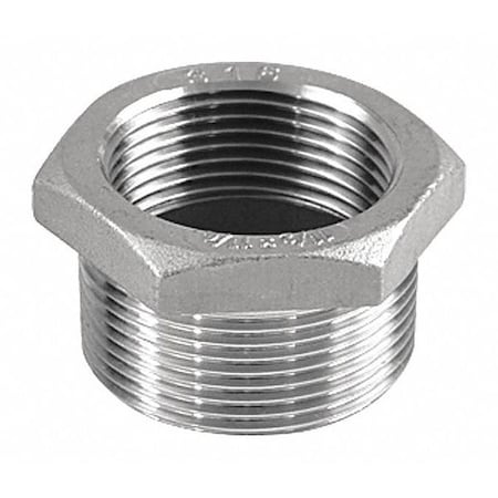 400B113N114010 - 1-1/4 in x 1 in 304 Stainless Steel Hex Bushing, Male NPT x Female NPT, Class 150