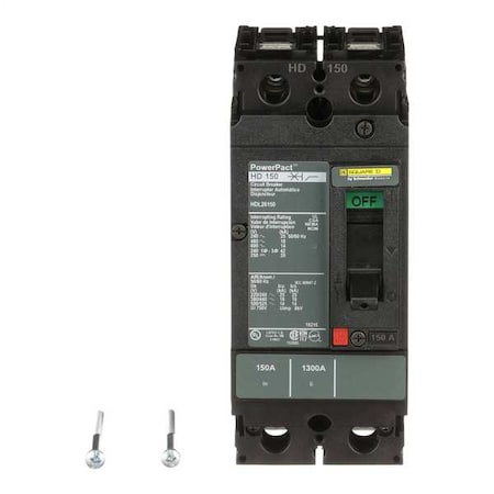 Square D HDL26150 - Molded Case Circuit Breaker, POWERPACT H Series, 150 A, 2 Pole, 600 V AC, 25k A at 240 V AC
