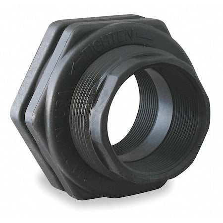Banjo TF100 - Bulkhead Tank Fitting, Polypropylene, 1 in FNPT x 1 in FNPT, 2-1/4 in Hole, EPDM Gasket