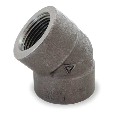 1MMW7 - 45 Degree Elbow 45 Degree Elbow, 3/4" Pipe, FNPT, Black Forged Steel, Class 3000