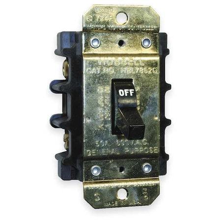Hubbell Wiring Device-Kellems HBL7852D - Manual Motor Switch, 50 A, 2 P, 1 Phase, Toggle, Circuit-Lock Series, No Enclosure
