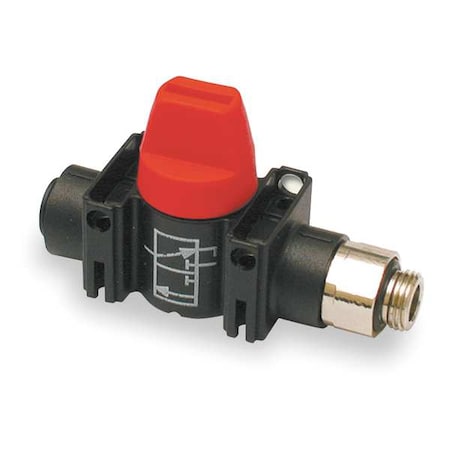 Legris 7915 56 14 - 1/4" MNPT x Push Glass-Fill Nylon Mini Ball Valve Inline