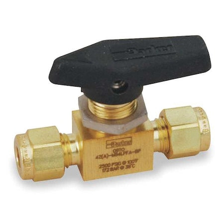 Parker 6Z-MB6LPFA-BP - 3/8" Compr Brass Mini Ball Valve Inline