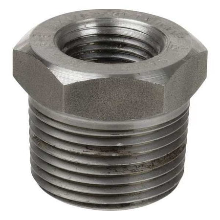 1RRN7 - 304 Stainless Steel Hex Reducing Bushing, 1/4 in Male NPT x 1/8 in Female NPT, Class 3000
