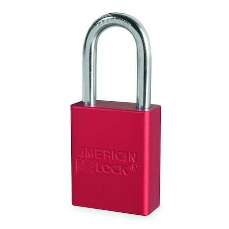 American Lock A1106RED - Lockout Padlock, Keyed Different, Anodized Aluminum, 1 1/2 in Shackle, Includes 2 Keys, Red