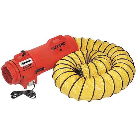 Allegro Industries 9533-25 - Confined Space Axial Blower Fan W/ Canister & 25 ft L Duct, 8 in Duct Dia, 120/240 V AC