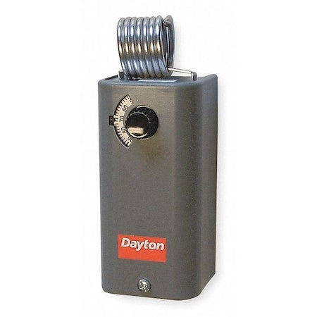 Dayton 1UHH4 - Line Volt Mechanical Tstat, Close on Rise, Cool Only, SPST, 120/270 V AC, 30 Degrees to 110 Degrees F