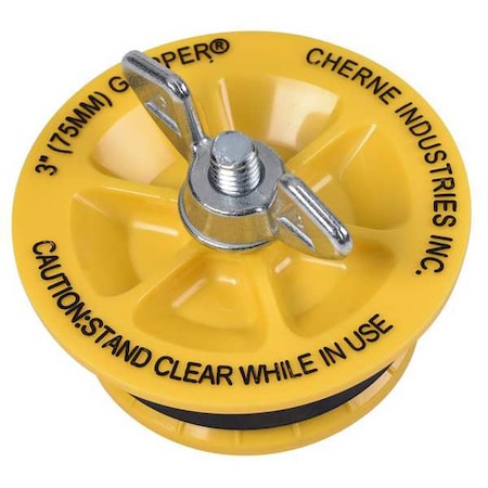 Cherne 270237 - Inside-Of-Pipe Gripper End of Pipe Plug W/ Wing Nut Head, For 3 in Pipe, 3.55 in H, Natural Rubber