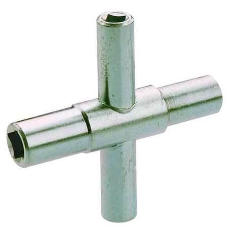 151-015 - T-Shaped Water Key, 1/4 in, 9/32 in, 5/16 in, 11/32 in Sizes, 3-5/32 in L, Steel, Chrome