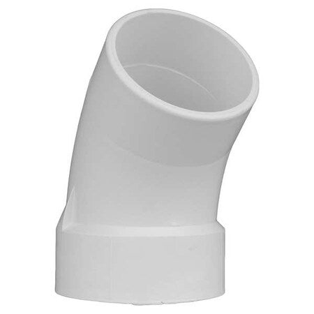 1WKD6 - PVC Street Elbow, 45 Degrees, Hub x Spigot, 4 in Pipe Size